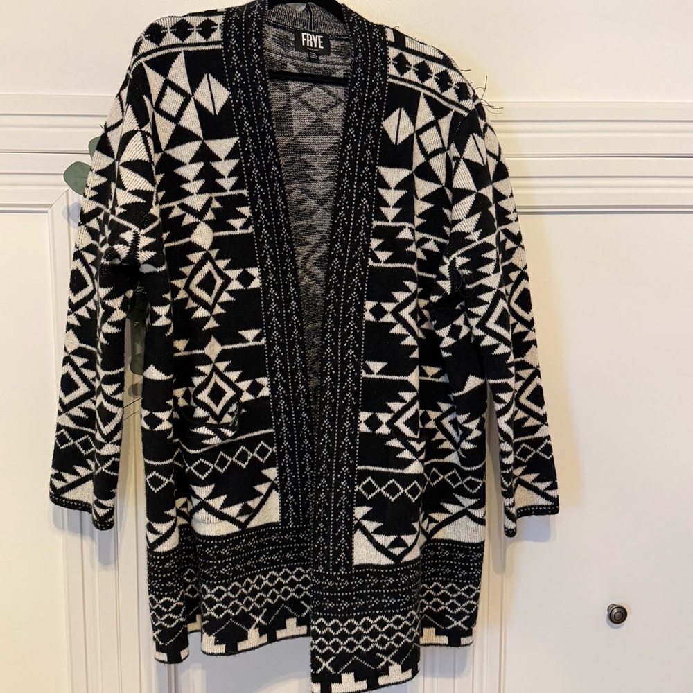 Frye Monochrome Geometric Cardigan